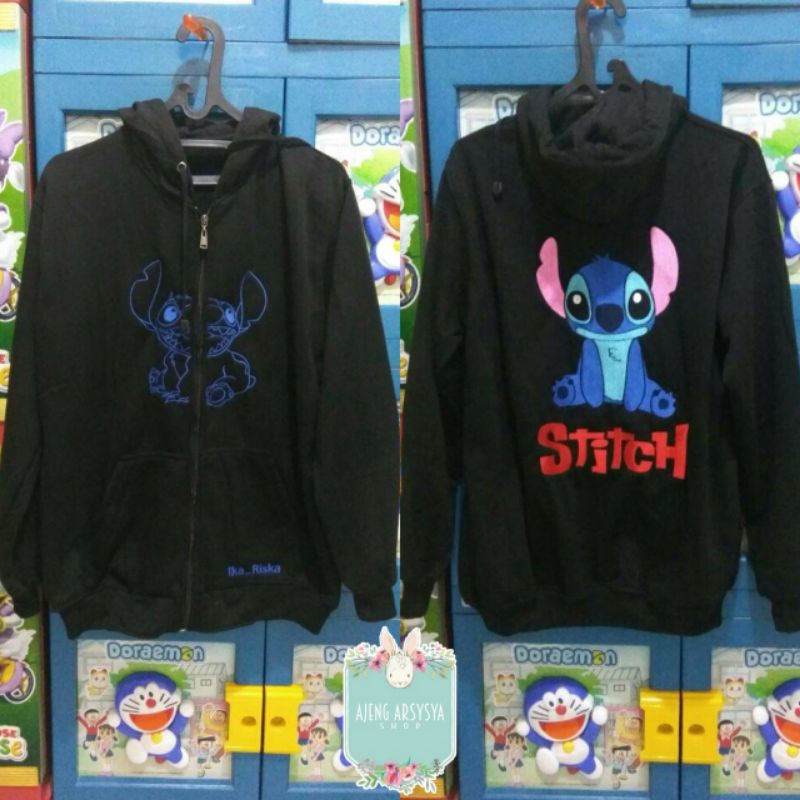Jaket Zipper Hitam Stitch