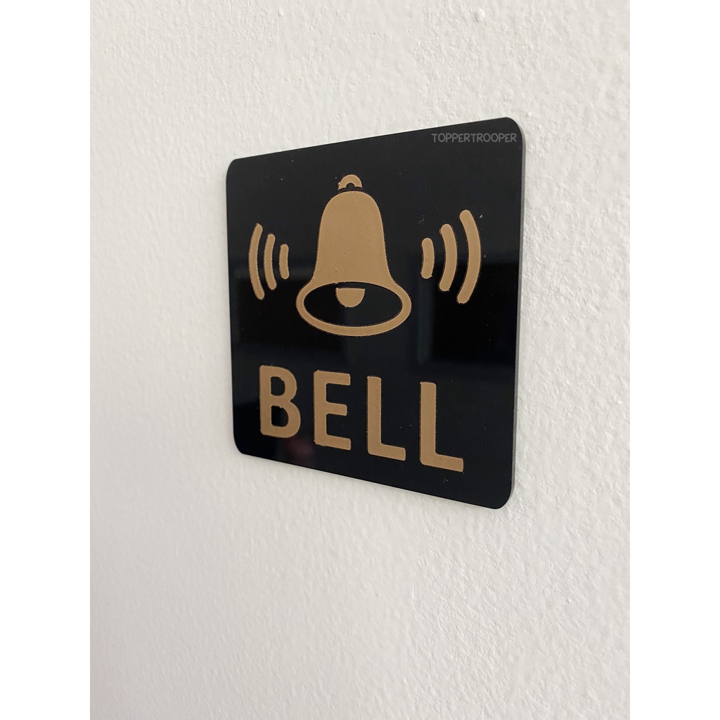 Sign Akrilik - BELL - Signage Bell Rumah / Papan Bell Rumah/Bell Rumah / Sticker Bell Akrilik | Tanda Bell / Bell Kost / Bell Hotel / Bell Guest House