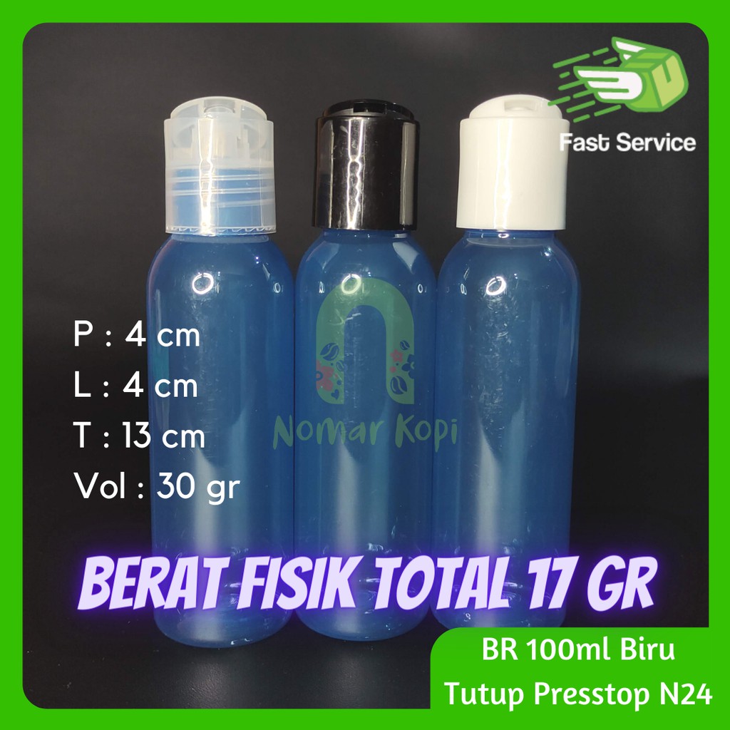 Botol 100ML BR BIRU Presstop