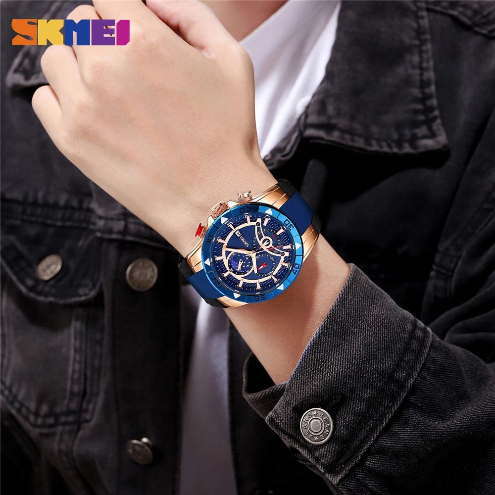 SKMEI 9270 Jam Tangan Pria Analog Chronograph Tali Silicone WATCHKITE WKOS