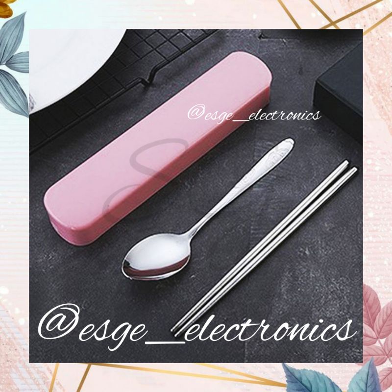 ESGE SET SENDOK MAKAN SET ALAT MAKAN STAINLESS STEEL SET SENDOK GARPU SUMPIT SET TRAVELLING SET KOTAK MAKAN SET SENDOK TRAVEL CUTLERY SENDOK GARPU SET SUMPIT SET KOTAK KECIL ALAT MAKAN BAWA KEMANA MANA ALAT MAKAN KECIL ALAT MAKAN TRAVEL WARNA WARNI