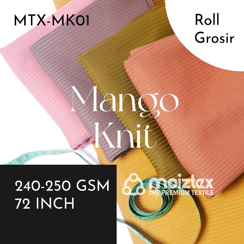 BAHAN KAIN MANGO KNIT (Stock Tanya Admin) min order 1 roll - abu tua
