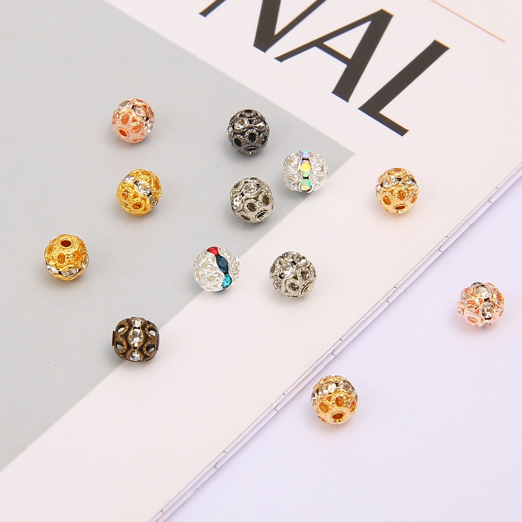 20 pcs Bayberry Bola Kristal Berlian Bola DIY Buatan Tangan Kalung Gelang Manik Terpisah Bola Berlian DIY Perhiasan Aksesoris