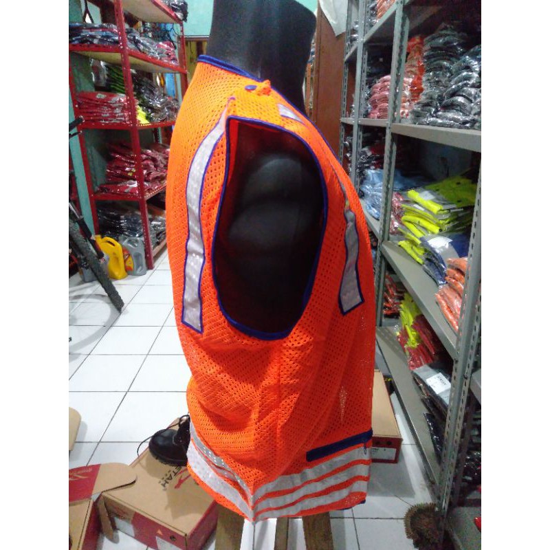 ROMPI SAFETY BERLOGO BAHAN JARING JALA DOBLE TEBAL ORANYE SCOTLIGHT DOBLE MENYALA