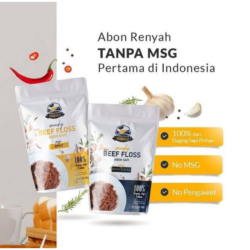 Grandville Abon Sapi/Ayam Crunchy Rasa Original, Spicy