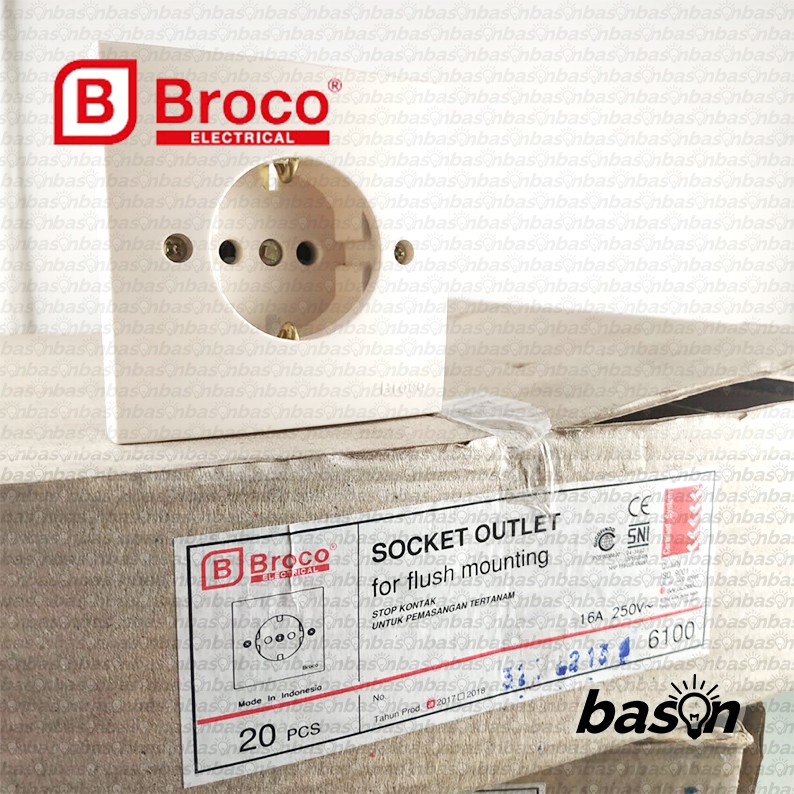 BROCO 6100 STD Socket Outlet 16A 250V Cream | Stop Kontak dengan arde