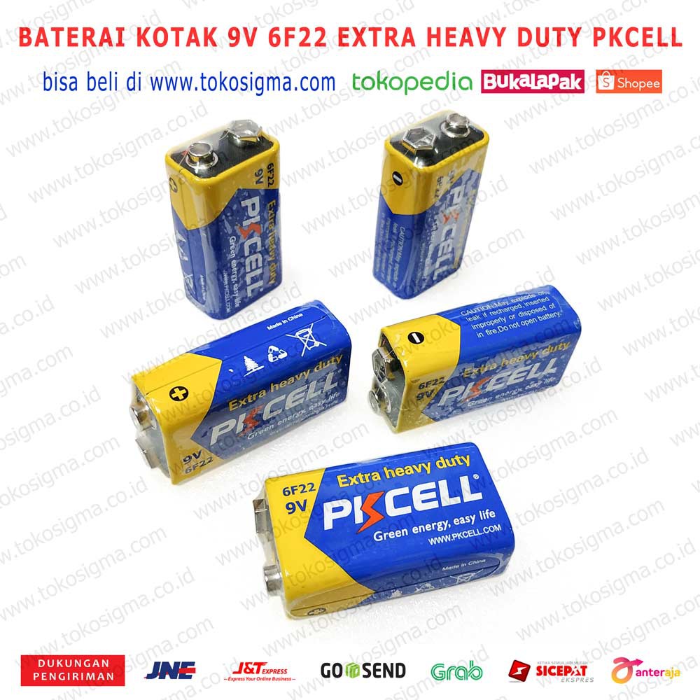 2 PCS BATERAI KOTAK 9V EXTRA HEAVY DUTY 9V BATERE BATTERY SQUARE 6F22 PKCELL