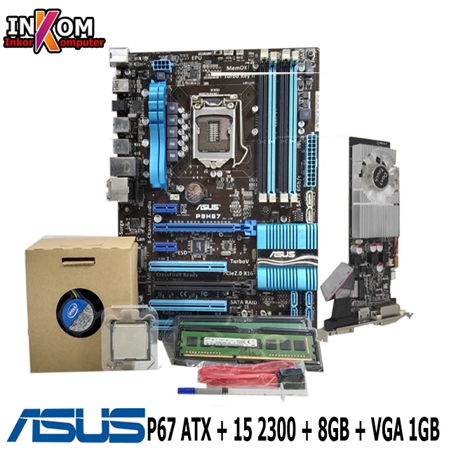 Paket Mainboard Mobo Motherboard P67 ATX Dengan Procesor i5