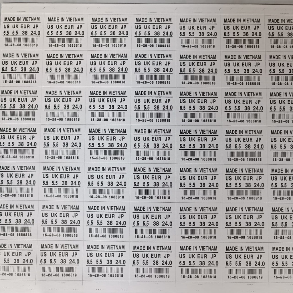 Perlengkapan Sepatu Label Size Sticker Sepatu dan Tag, Sertifikat, Note, Letter