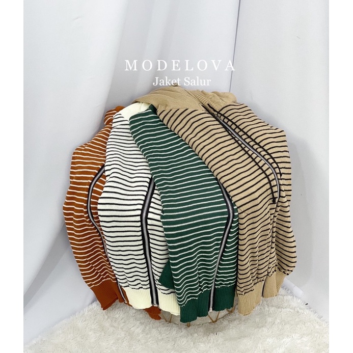 MDLV ~ JAKET SALUR WOMEN KNIT JACKET SALUR JAKET RAJUT GARIS JAKET RAJUT LENGAN PANJANG  FASHION WANITA