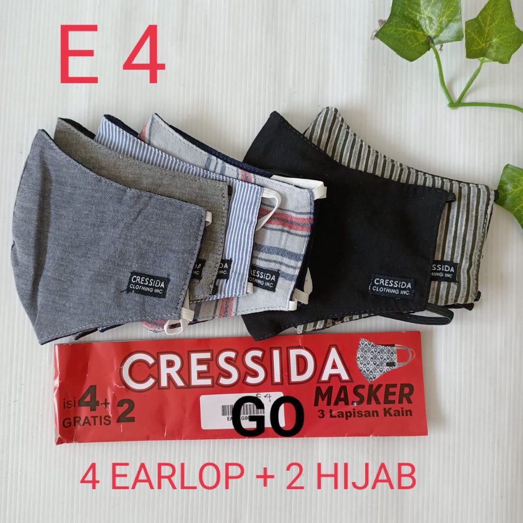 gof MASKER CRESSIDA ISI 4 GRATIS 2 Masker Dewasa Hijab &amp; NON Hijab