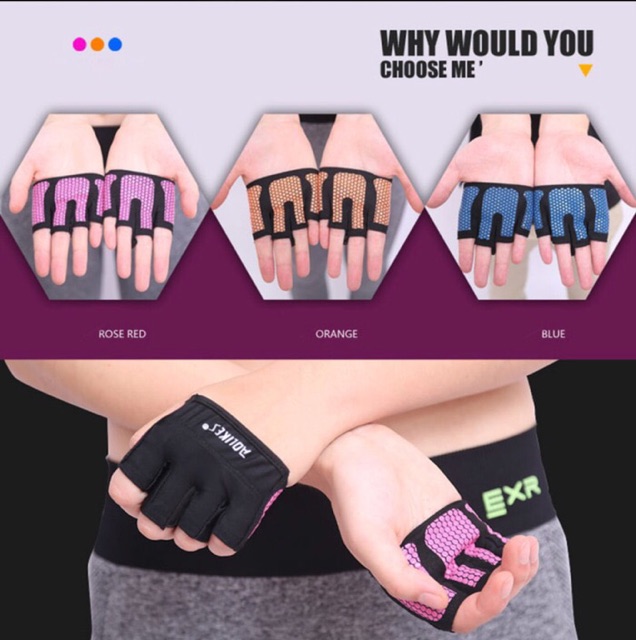 AOLIKES Sarung Tangan Gym Yoga Fitness Glove Gloves Wrist Wrap Strap Anti Kapalan Crossfit Lifting