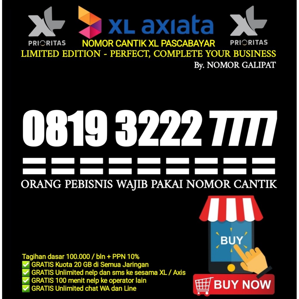 NOMOR CANTIK XL PRIORITAS PASCABAYAR TRIPLE KWARTET 2227777