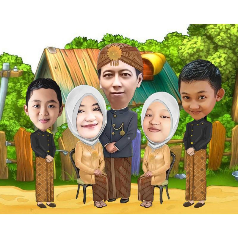 KARIKATUR KELUARGA KARIKATUR WAJAH KARIKATUR FAMILY KADO MURAH HADIAH UNIK PAJANGAN HIASAN KAMAR