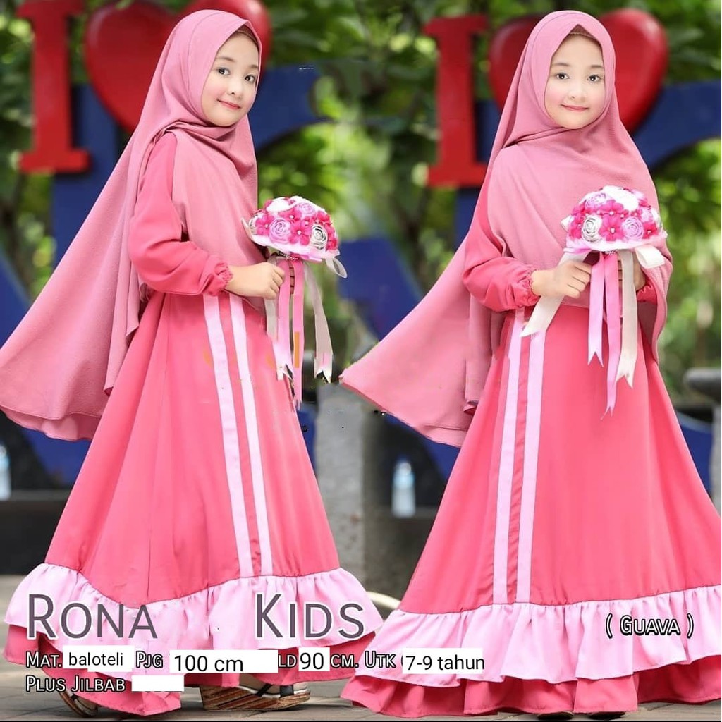 Rona Kids Baju Muslim Gamis Anak Perempuan Usia 7 9 Tahun