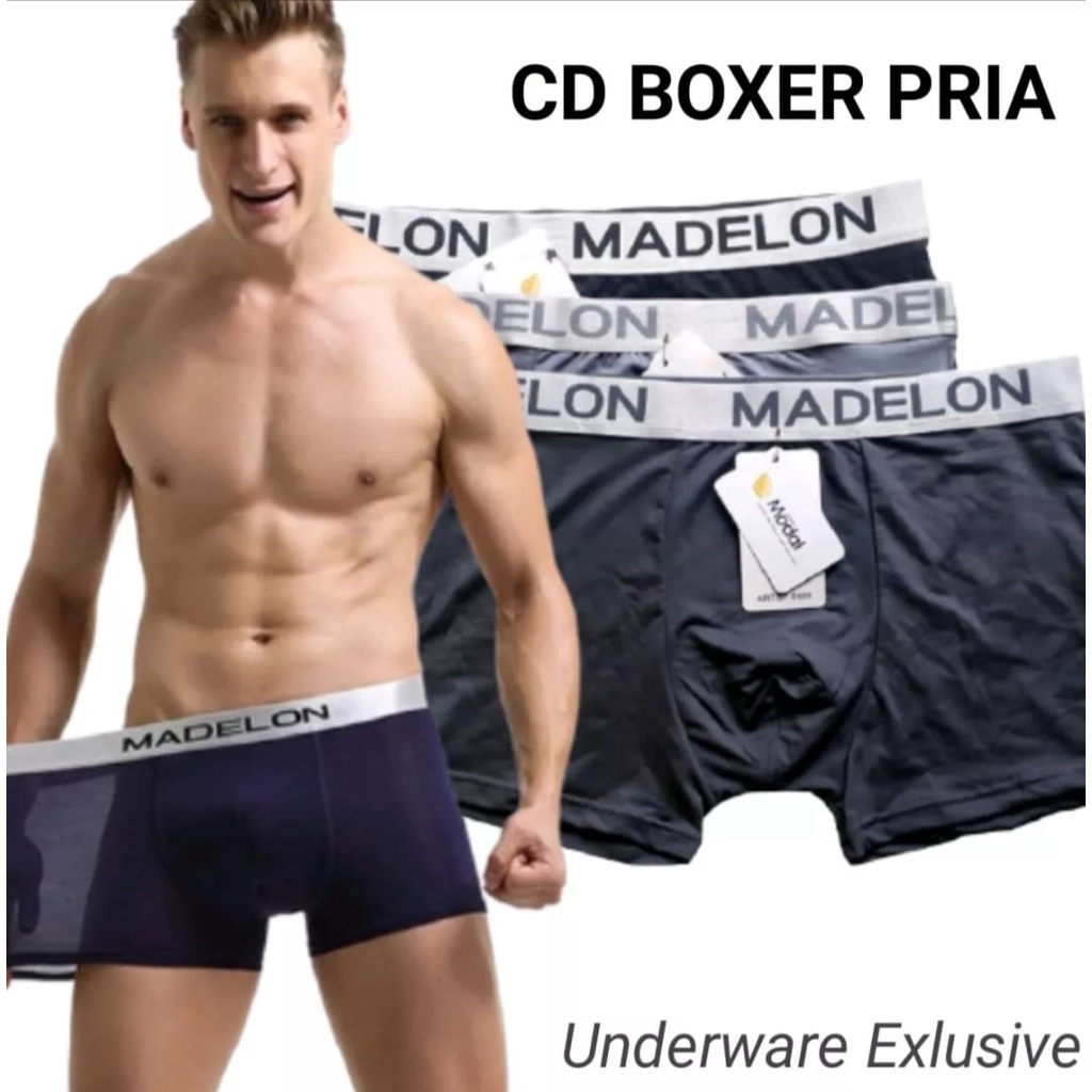 3 pcs celana dalam pria boxer madelon seamless