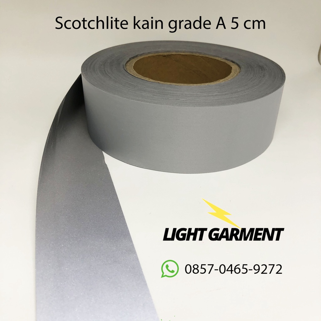 Scotchlite skotlet reflektor kain jahit pemantul cahaya 5 cm per 1 meter