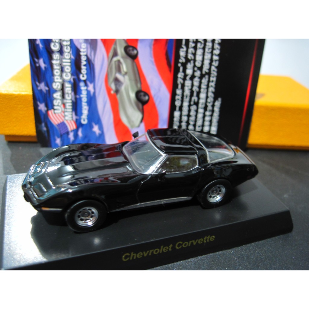 Diecast Chevrolet Corvette Black Kyosho Skala 1:64 Original Japan USA Sports Car Diecast Chevy