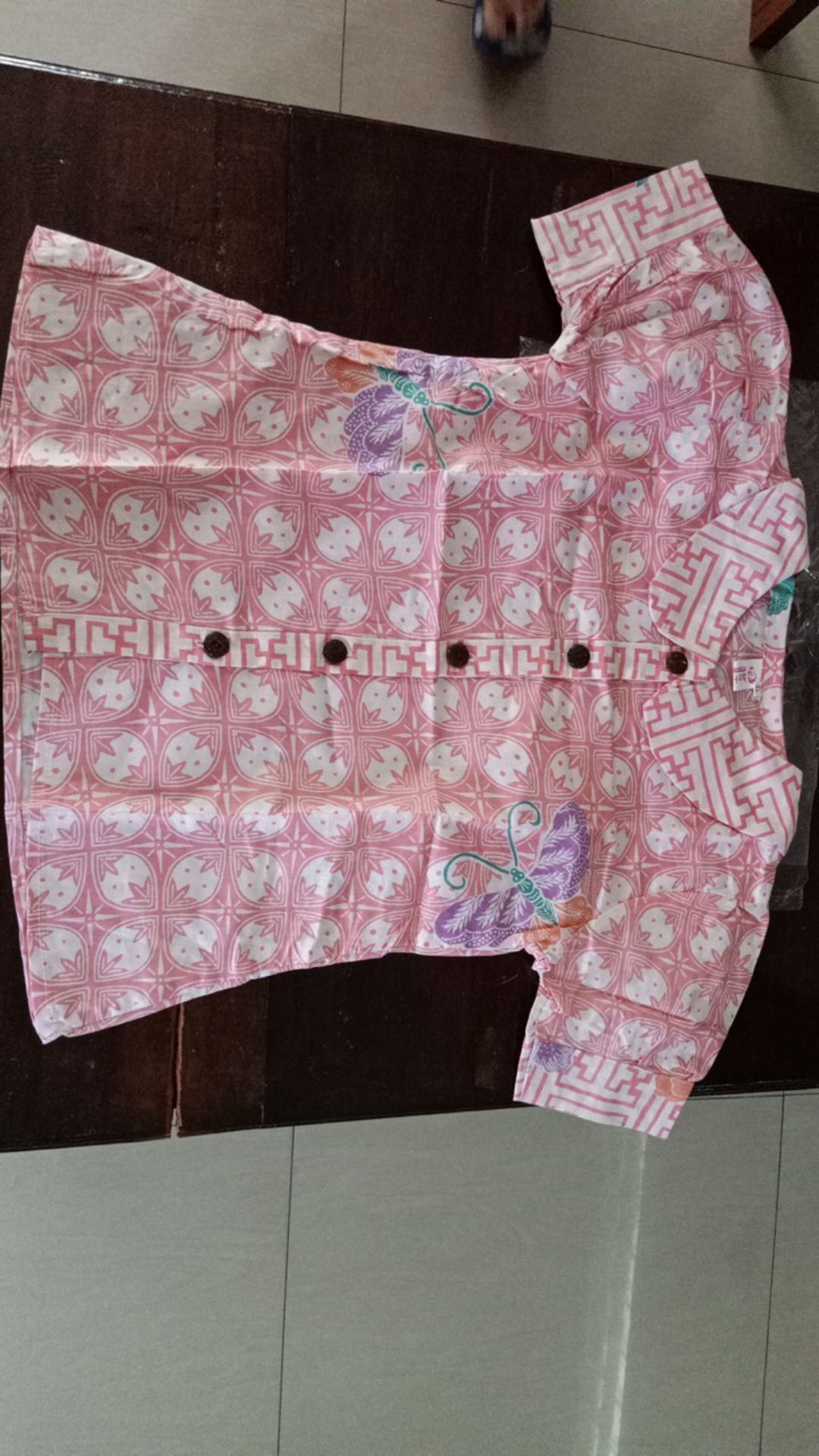 Blus Batik Anak Pink Soft Kemeja Batik Anak Perempuan Berkerah Kancing Depan Model Lengan Bop Cantik