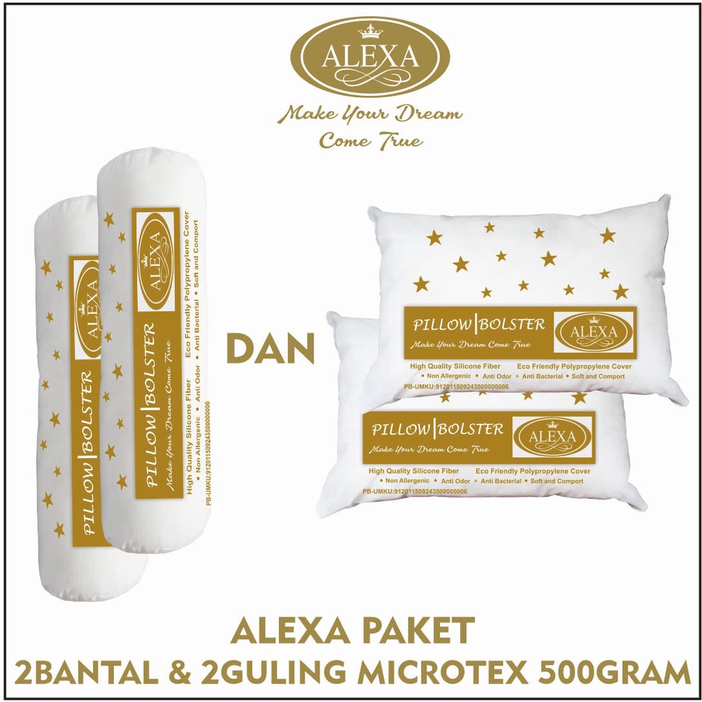 ALEXA Paket 2 bantal &amp; 2 guling Hotel Microtex 500Gram