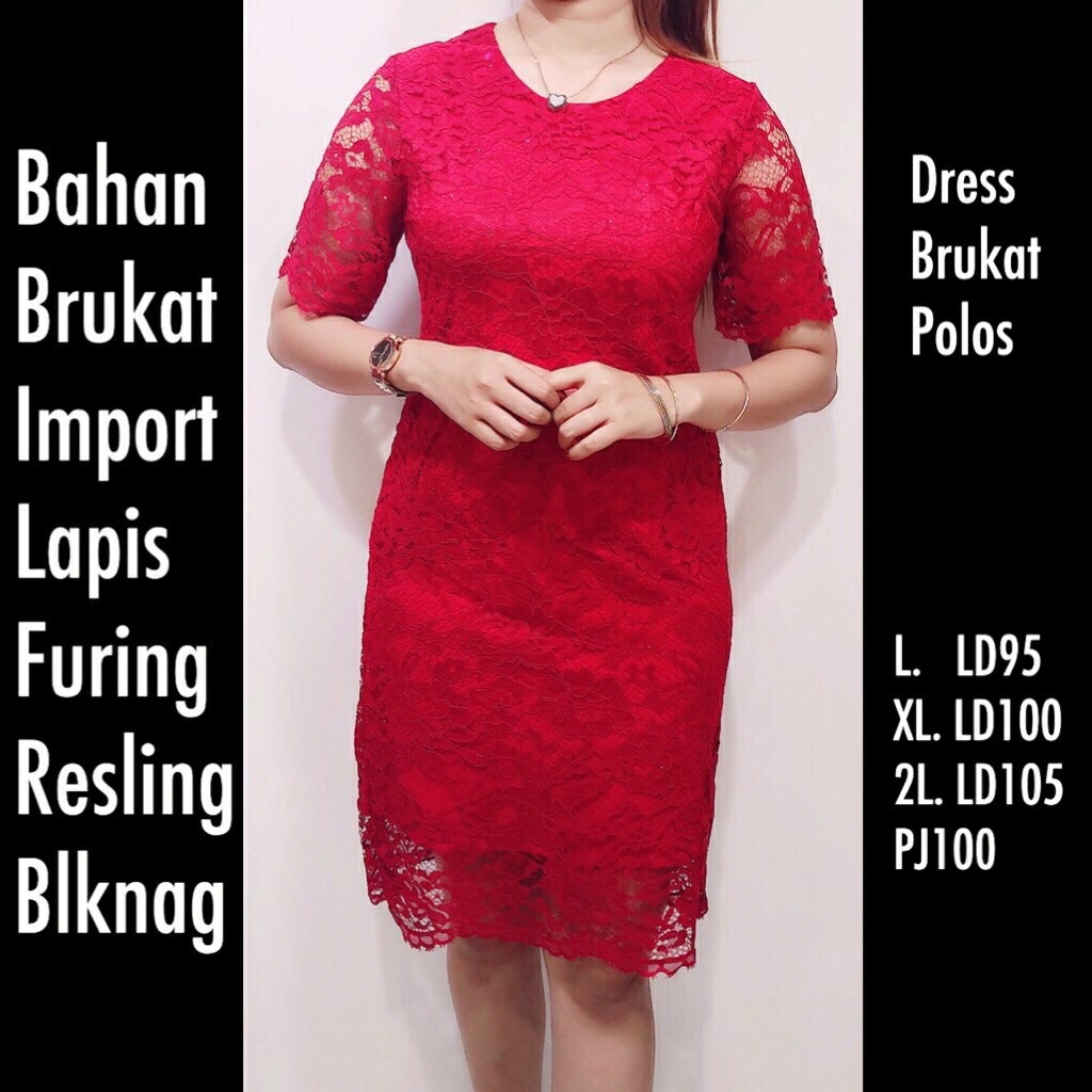 Gudang_mukenaku Dress Brukat Bunga Lapis Furing COD bisa bayar di tempat tujuan Dress Pesta Import Pakaian Fashion Wanita Real Picture