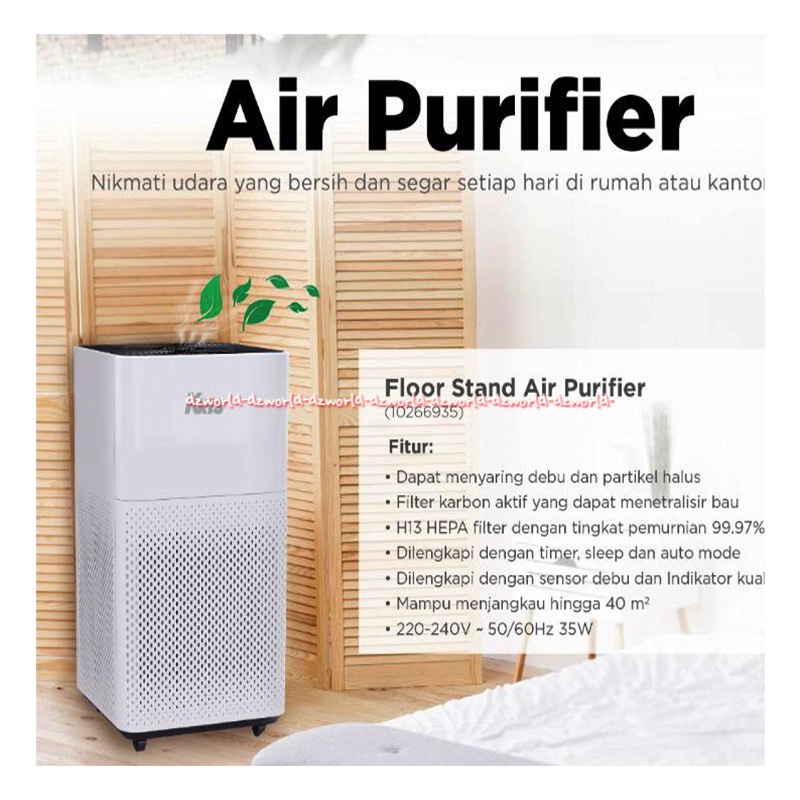 Kris Air Purifier Floor Airpurifier Pembersih Udara Menyaring Debu Dirumah Krisbow Penjernih Udara 40m2 White Putih Air Furifier Pakai Roda