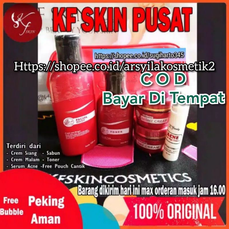 HEMAT PAKET ACNE (pktbasic+serum acne) AMPUH UNTUK JERAWAT & BEKAS LC BEAUTY CREAM KF SKIN CARE KFSK