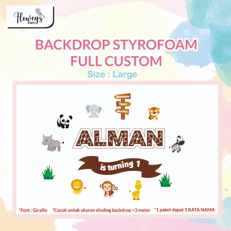 [FULL CUSTOM LARGE] Custom Backdrop Nama Styrofoam/Hiasan Dinding/Nama Gabus Large
