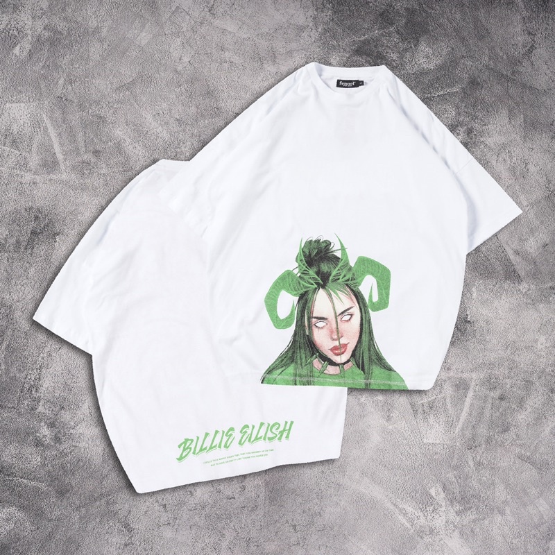 [N00767] T-shirt Oversized Distro Motif BILLIE ELISH GREEN XXX