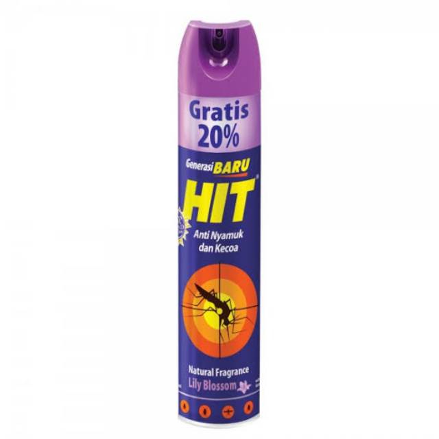 HIT AEROSOL ANTI NYAMUK &amp; KECOA (600+75ML) GREEN FOREST, LILY BLOSSOM, ORANGE