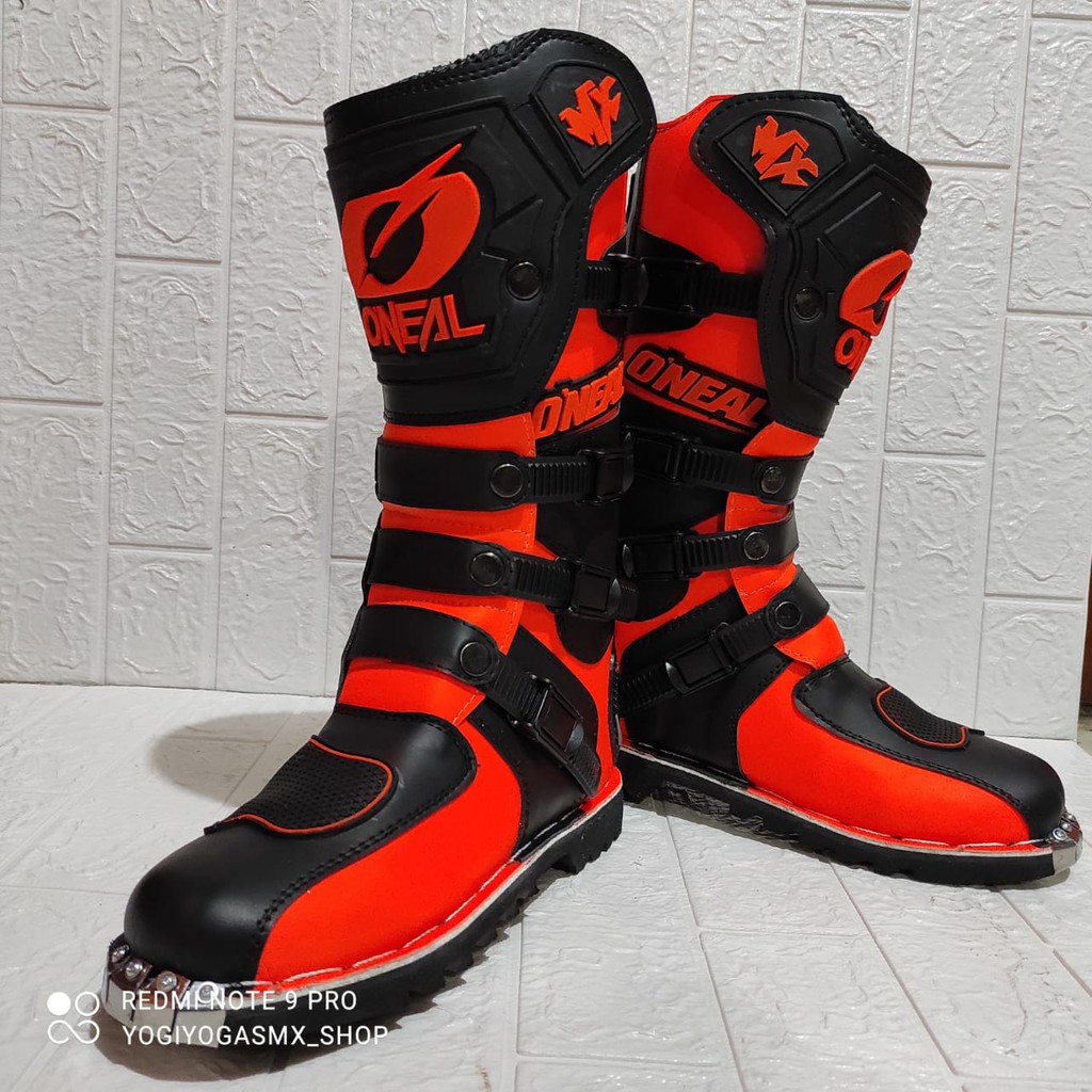 sepatu trail cross oneal protector terlaris hitam orange