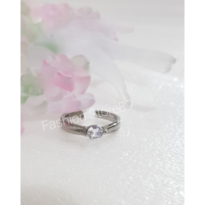 Cincin Titanium silver nikah tunangan halal import bestseller antikarat Antiluntur Selamanya white