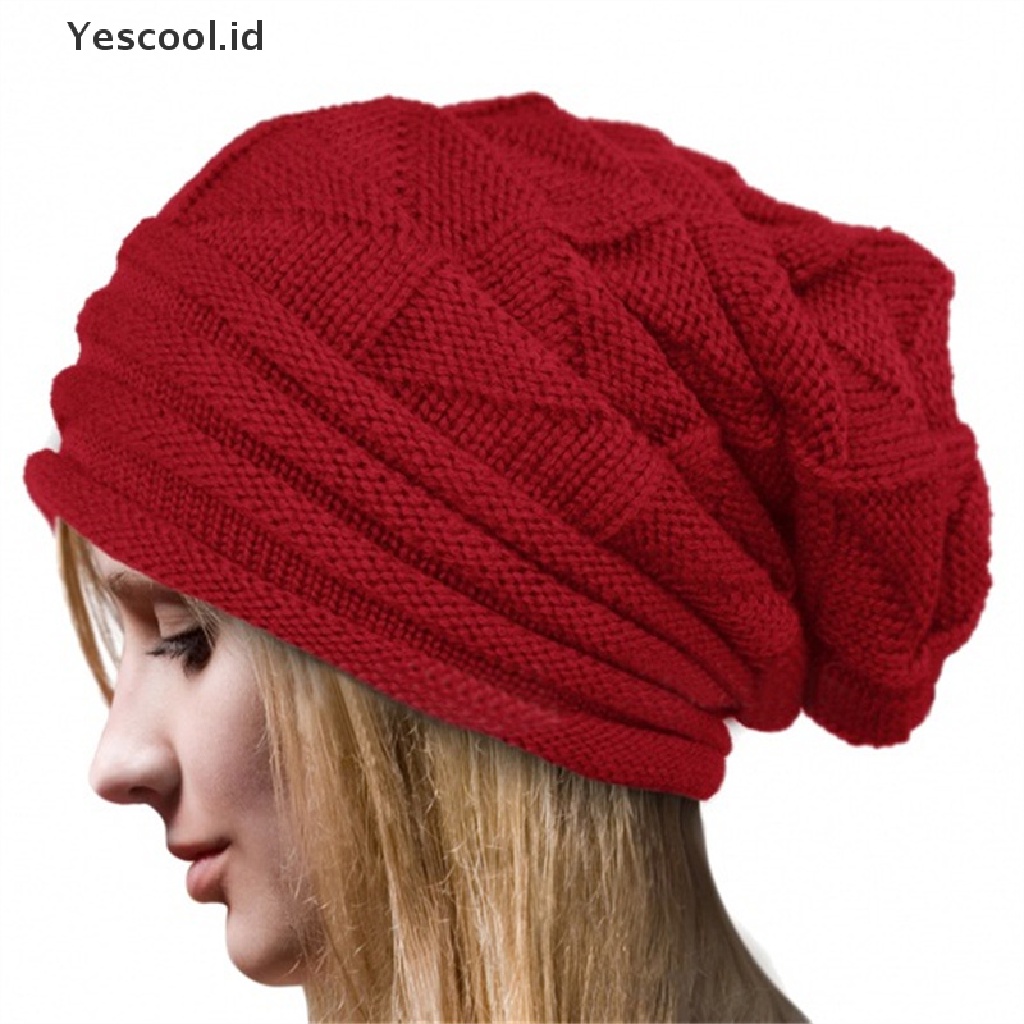 【Yescool】 Unisex Men Women Knit Baggy Beanie Oversize Cap Winter Wool Warm Cap .