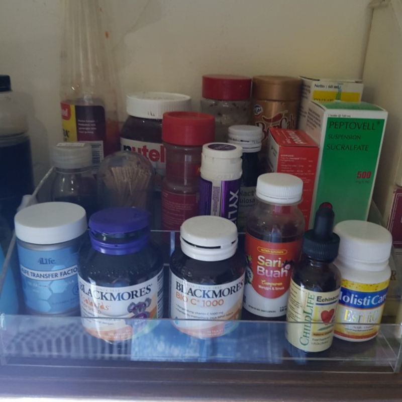 rak susun 3 / akrilik display obat / tempat bumbu