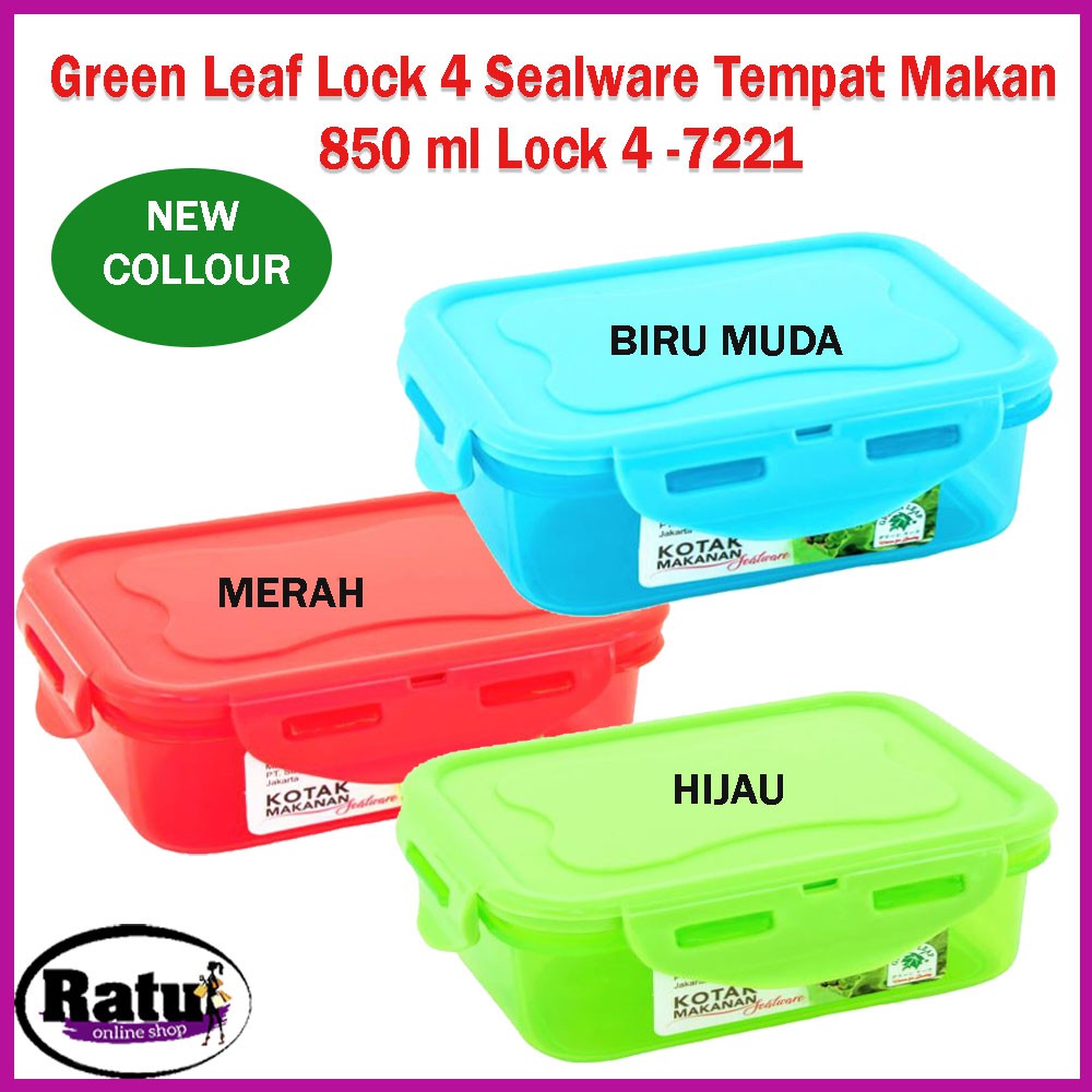Green Leaf Lock 4 Sealware Tempat Makan 850 ml Lock 4 -7221