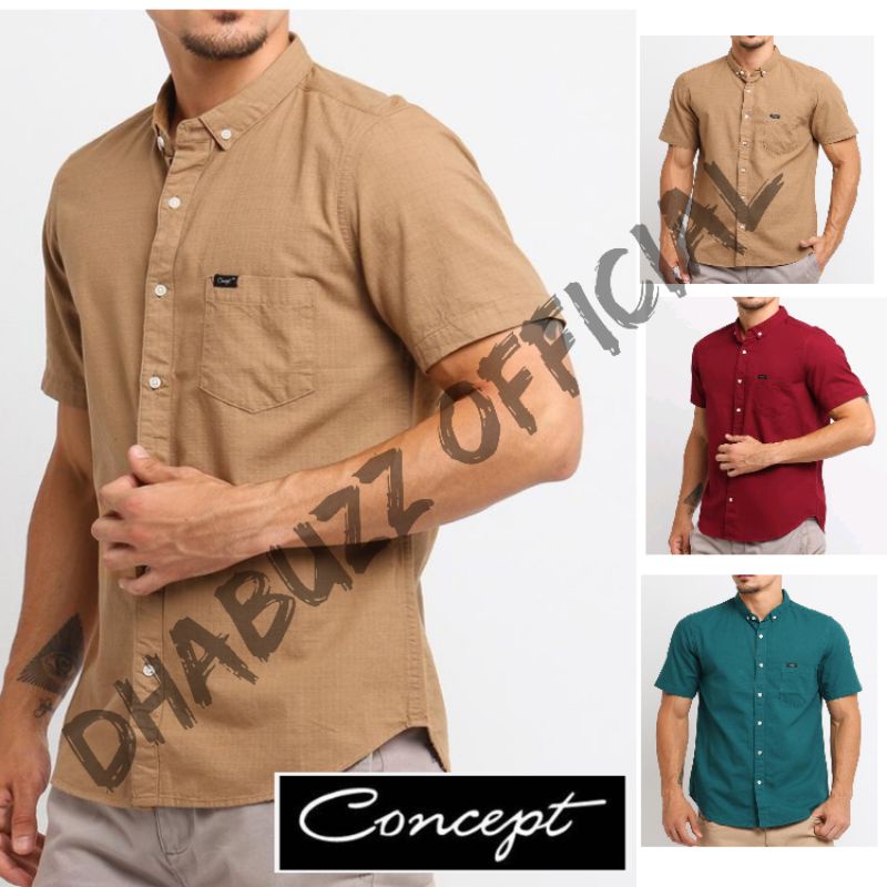 [ BIG SIZE ] baju kemeja kerja kerah casual formal pria original terbaru lengan pendek concept access