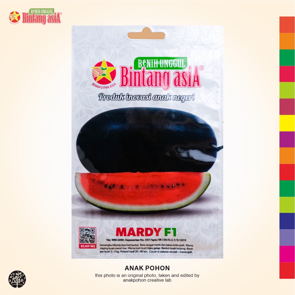 (1 PACK) Benih Semangka Merah Lonjong MARDY F1 Hibrida Seeds - BINTANG ASIA - 2 GRAM