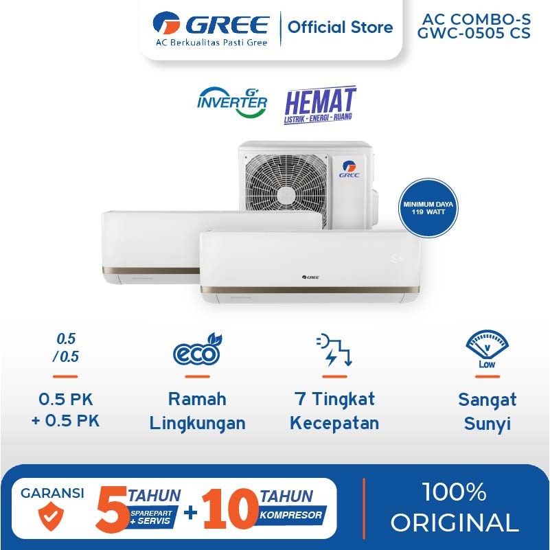 AC GREE GWC-0505CSS COMBO SPLIT INVERTER[2 INDOOR 1/2PK+1/2PK&amp;1 OUTDOOR UNIT ONLY]