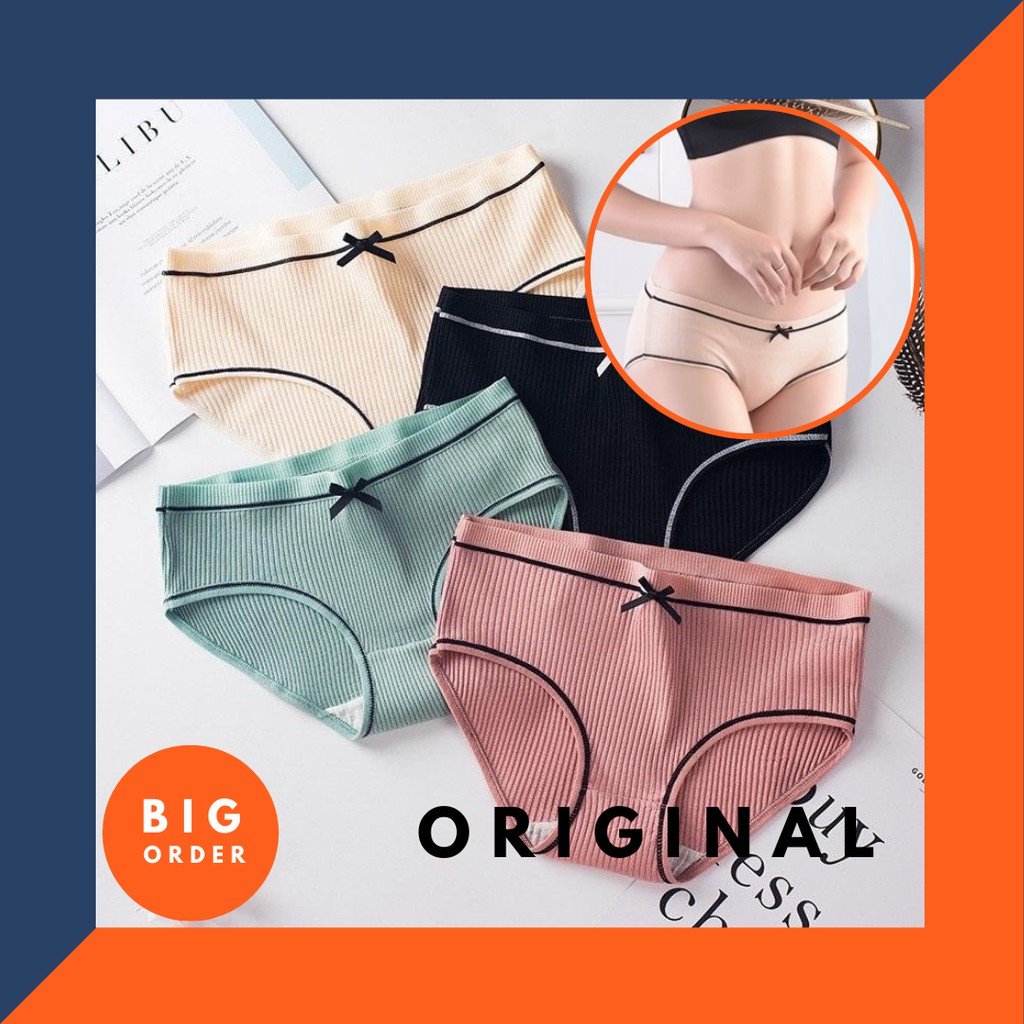 Celana Dalam Wanita Underwear Cewek Seamless PITA POLOS LUCU CD Import Korea CD04