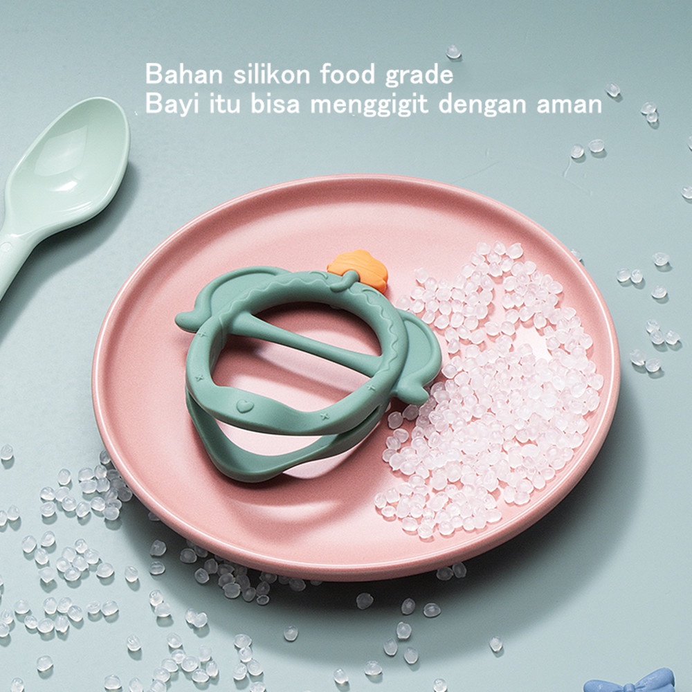 Aikoky Mainan gigitan bayi bentuk gelang Teether bayi bahan silikon