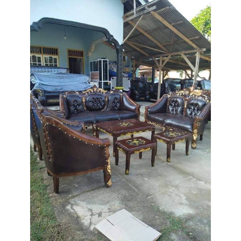 KURSI TAMU SOFA ROMAWI UKIR MEWAH KAYU JATI