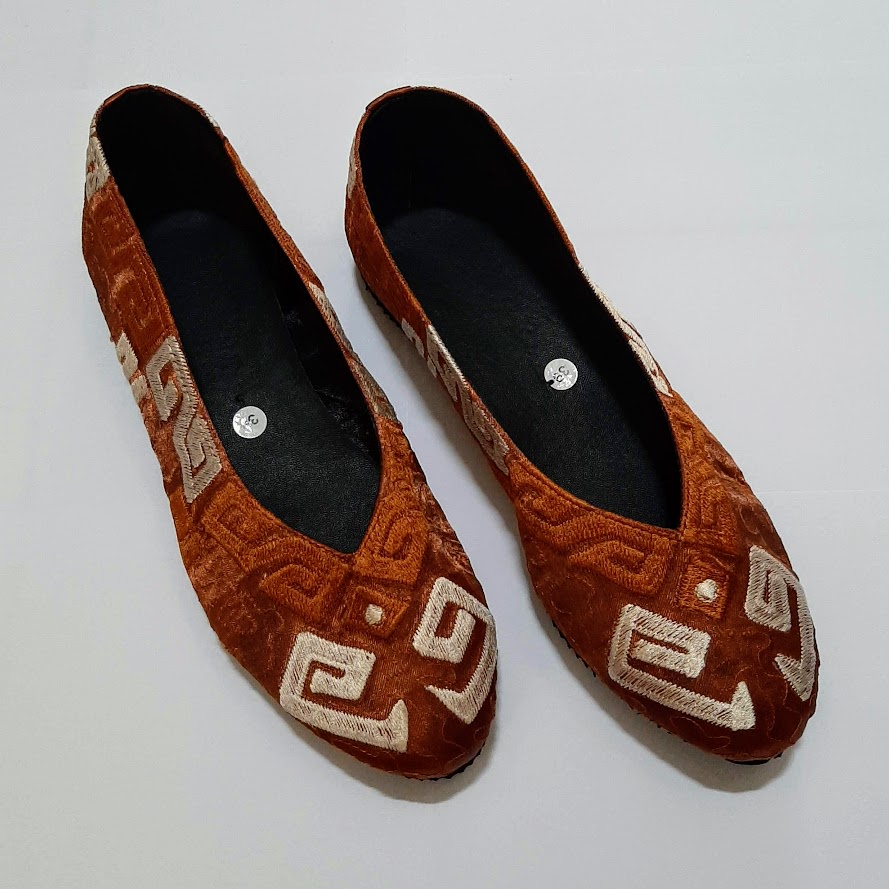 etnik fashion sepatu wanita flat slip on bordir terbaru murah g olive