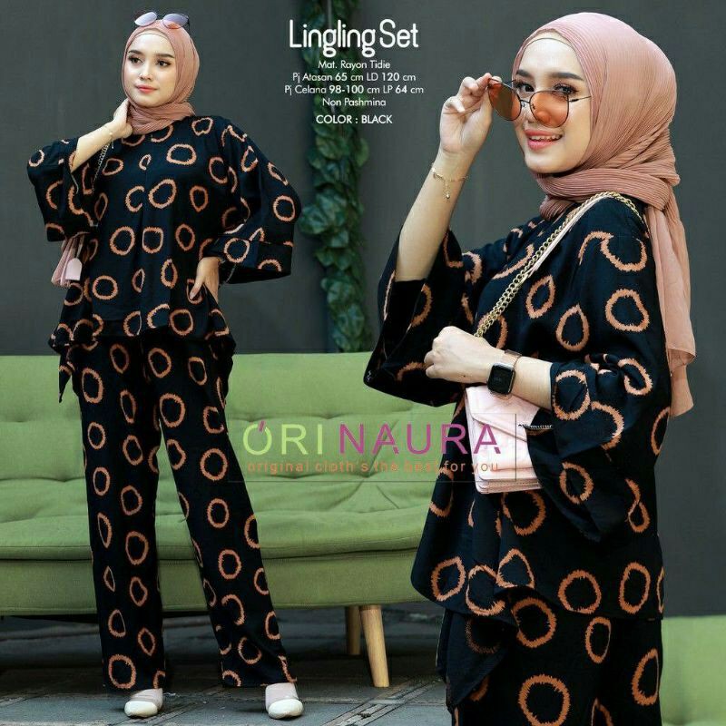 Baju Wanita One set Lingling Batwing Baju Tidur Waka Waka Jumbo Setelan Celana Kulot Big Size Fashion Pakaian Batik Wanita Terbaru