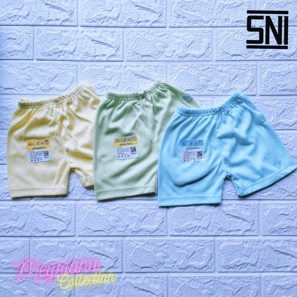 3 SET Celana Pendek Bayi Baru Lahir / 3 PCS Celana Bayi Newborn / 3 Celana Pendek Warna Soft SNI Bayi Baru Lahir Meyriana Collection