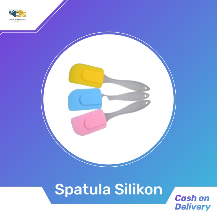 Spatula Silikon Pengaduk Adonan / keperluan dapur  Gagang Plastik (22cm)