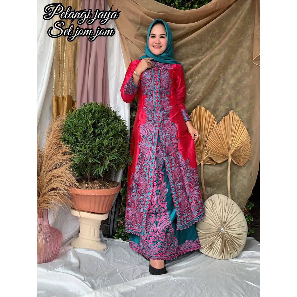 Setelan Abaya Taffeta Bordir Jomjom