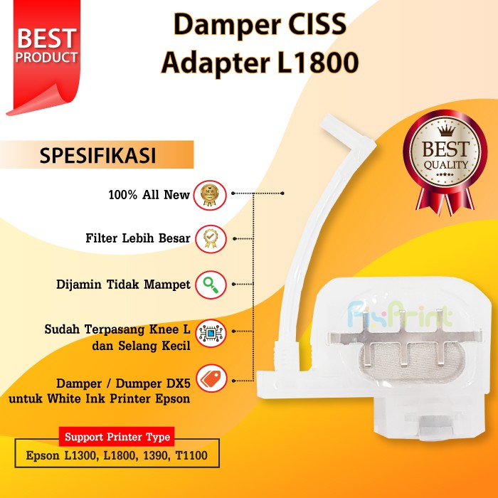 Damper Dumper CISS Adapter Printer DTF DTG Ecosolvent L1800 L1300 1390 T1100 DX5