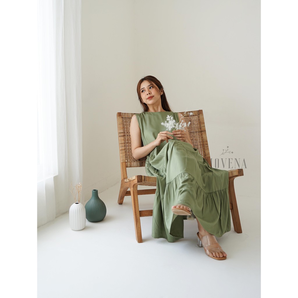 Heidy Flowy Dress / Maxi Dress / Midi Dress Sleeveless Rayon-6