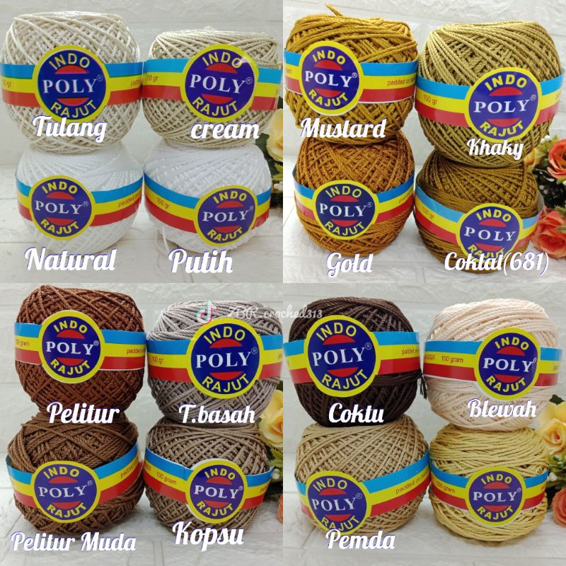 Benang Rajut Poly Indo sery cream