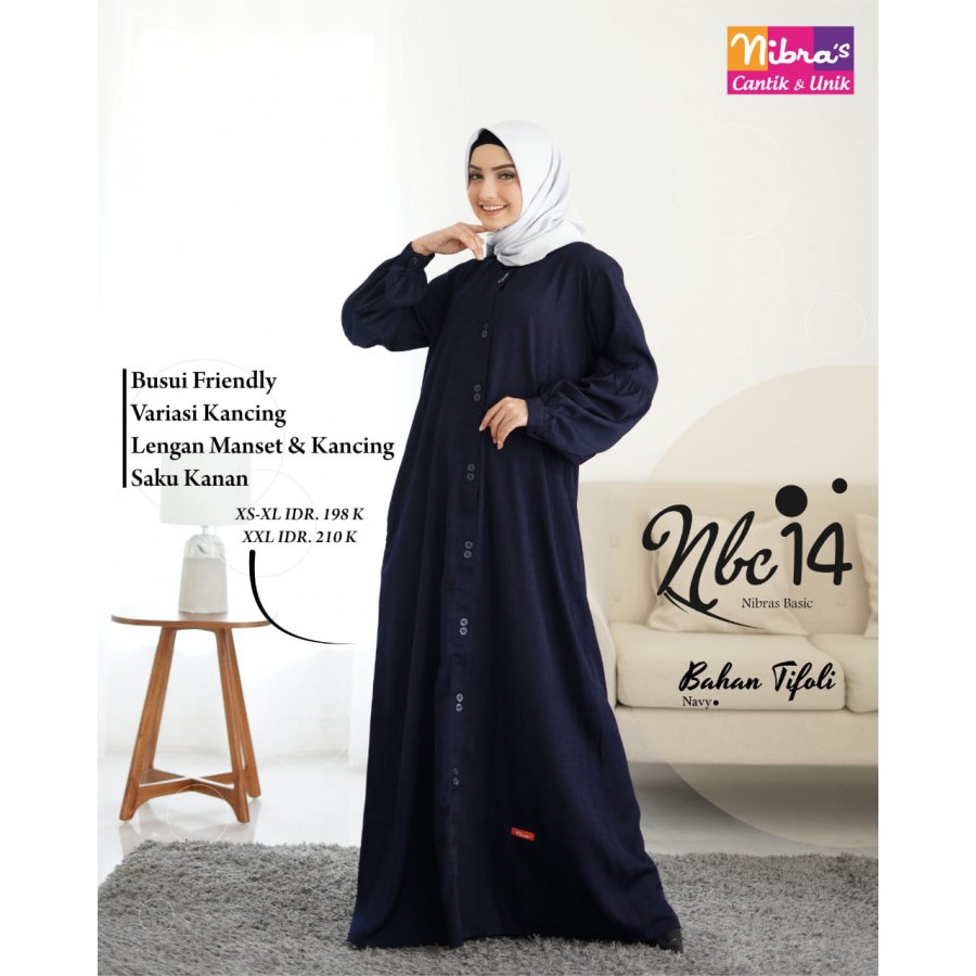[ORI 100%]  GAMIS NIBRAS NBc 14 Syari Hitam Navy Tifoli